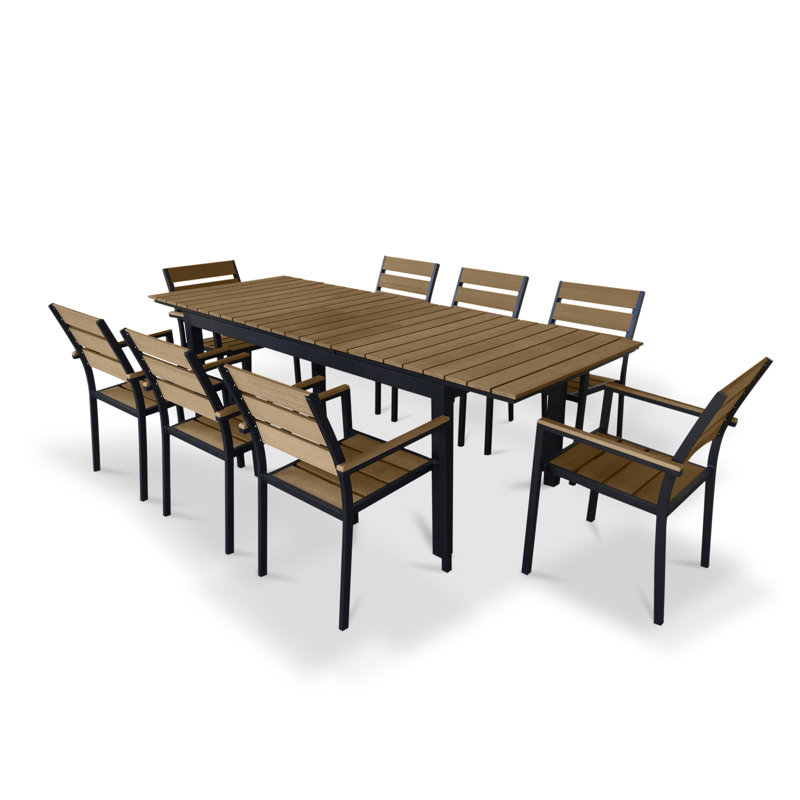 9 Piece Extendable Outdoor Dining Set & Reviews AllModern